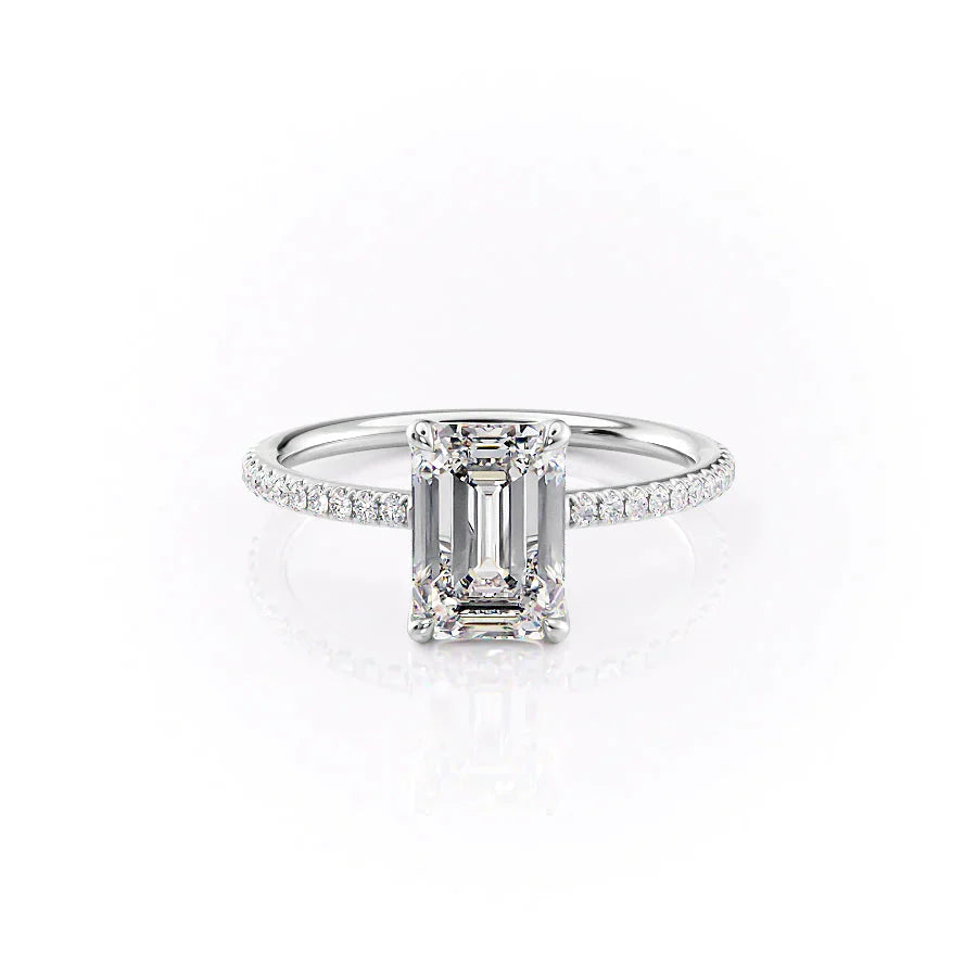 The Pave Ashley Set With A 3.5 Carat Emerald Moissanite