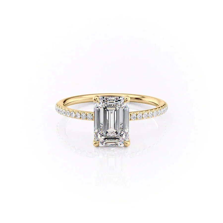 The Pave Ashley Set With A 1 Carat Emerald Lab Diamond