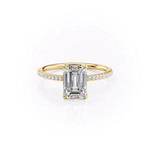 The Pave Ashley Set With A 1.5 Carat Emerald Moissanite