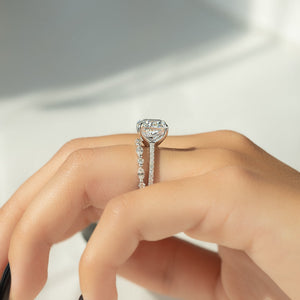 The Pave Ashley Set With A 2 Carat Cushion Lab Diamond