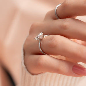 The Ashley Set With A 2.5 Carat Elongated Cushion Moissanite