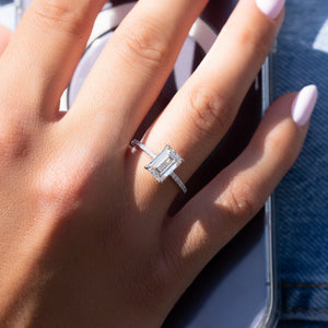 The Pave Ashley Set With A 3 Carat Emerald Lab Diamond