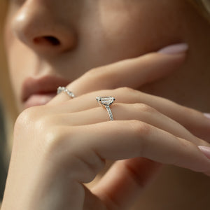 The Pave Ashley Set With A 3 Carat Emerald Lab Diamond