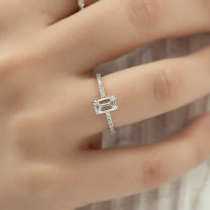 The Pave Ashley Set With A 3 Carat Emerald Lab Diamond