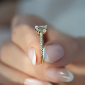 The Pave Ashley Set With A 3 Carat Emerald Lab Diamond