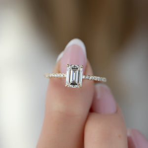 The Pave Ashley Set With A 3 Carat Emerald Lab Diamond