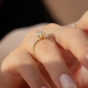 The Pave Ashley Set With A 3 Carat Marquise Lab Diamond