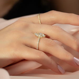 The Pave Ashley Set With A 3 Carat Marquise Lab Diamond