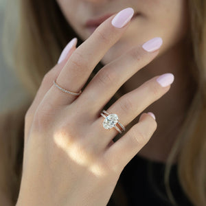 The Pave Ashley Set With A 1 Carat Oval Lab Diamond