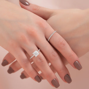 The Pave Ashley Set With A 2 Carat Princess Lab Diamond