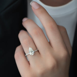 The Pave Ashley Set With A 1 Carat Pear Lab Diamond