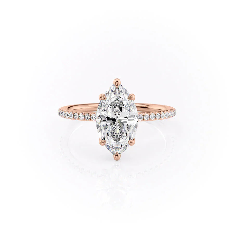 The Pave Ashley Set With A 1.5 Carat Marquise Moissanite