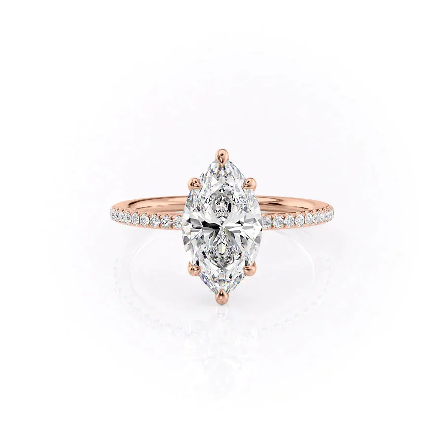The Pave Ashley Set With A 1 Carat Marquise Lab Diamond