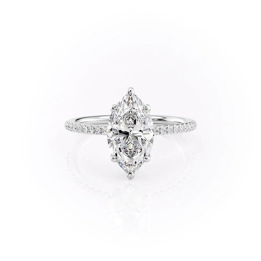 The Pave Ashley Set With A 1.5 Carat Marquise Moissanite
