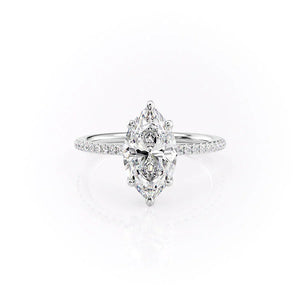 The Pave Ashley Set With A 3.5 Carat Marquise Moissanite