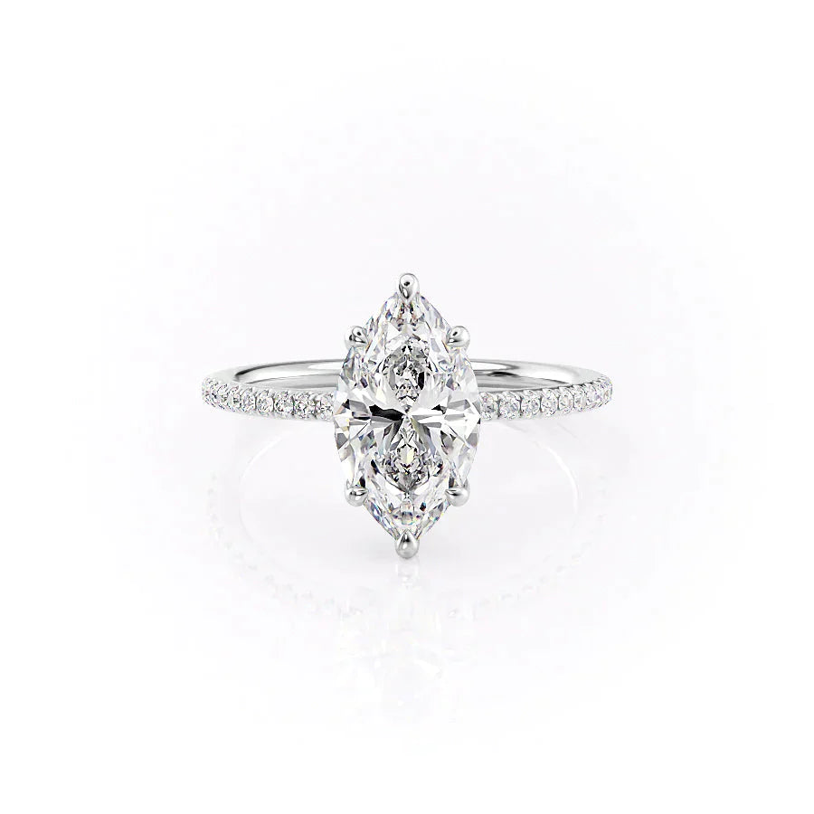 The Pave Ashley Set With A 1 Carat Marquise Lab Diamond