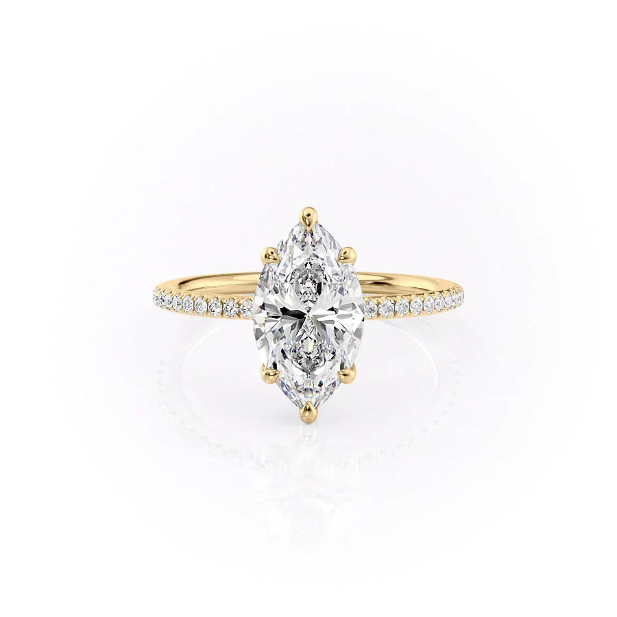 The Pave Ashley Set With A 3.5 Carat Marquise Moissanite