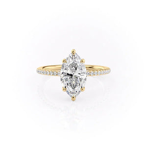 The Pave Ashley Set With A 2.5 Carat Marquise Moissanite