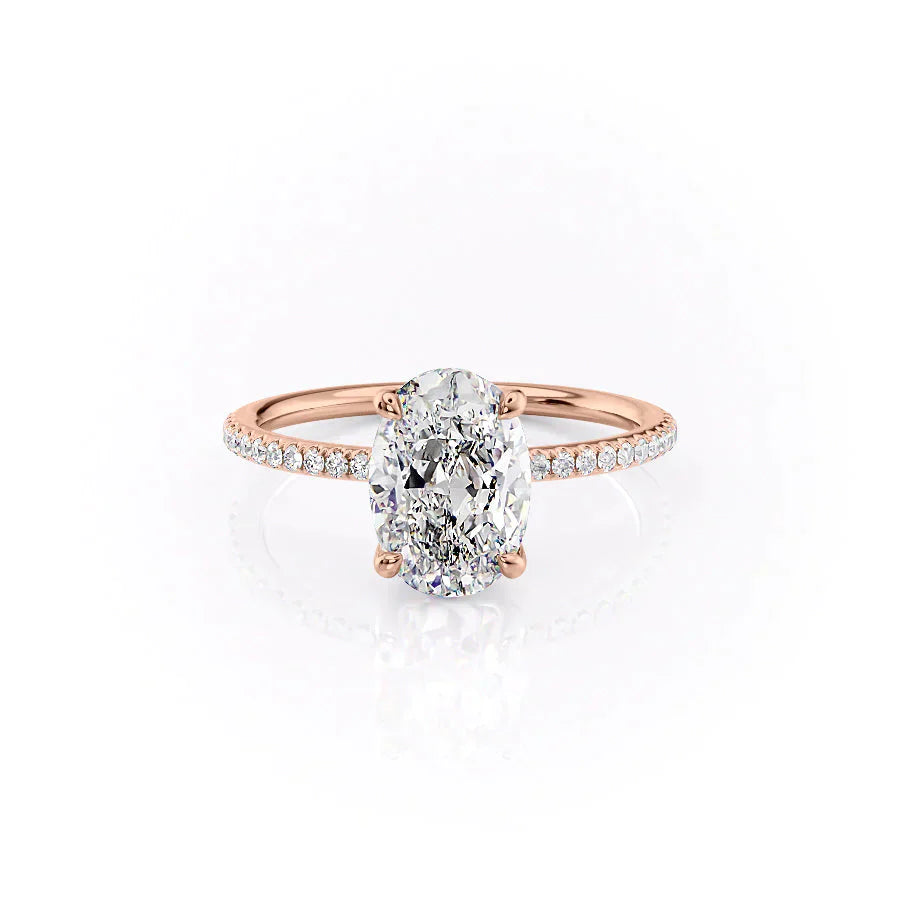 The Pave Ashley Set With A 1 Carat Oval Lab Diamond