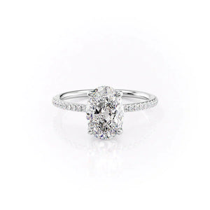 The Pave Ashley Set With A 1.5 Carat Oval Moissanite