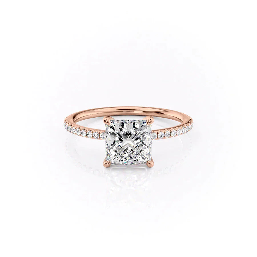 The Pave Ashley Set With A 1 Carat Princess Lab Diamond