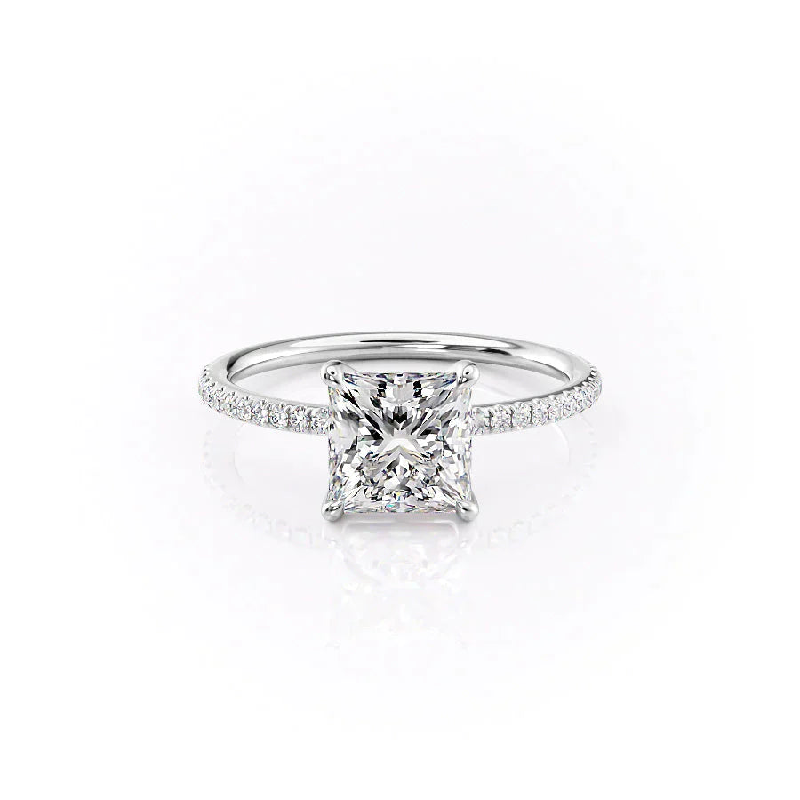 The Pave Ashley Set With A 1.5 Carat Princess Moissanite