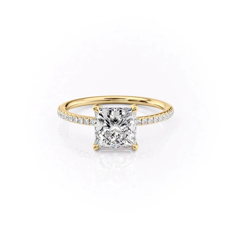 The Pave Ashley Set With A 1 Carat Princess Lab Diamond