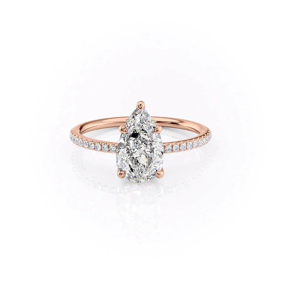 The Pave Ashley Set With A 1 Carat Pear Lab Diamond