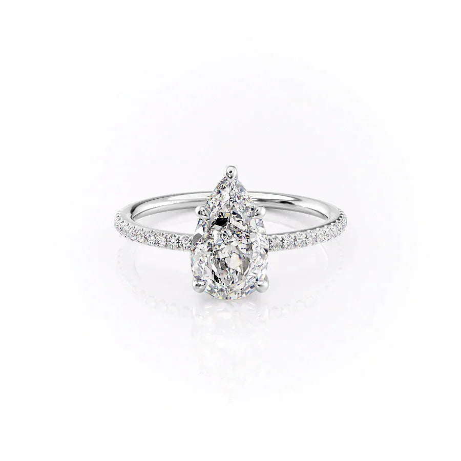 The Pave Ashley Set With A 1 Carat Pear Lab Diamond