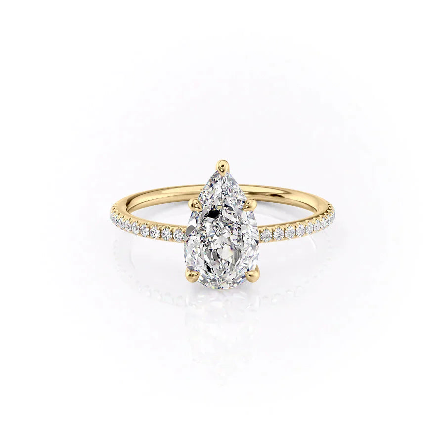 The Pave Ashley Set With A 1 Carat Pear Lab Diamond