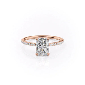 The Pave Ashley Set With A 2.5 Carat Radiant Moissanite