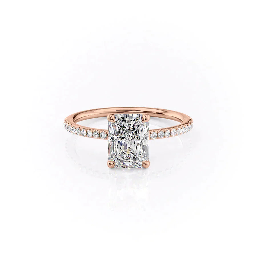 The Pave Ashley Set With A 3.5 Carat Radiant Moissanite
