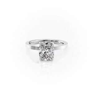The Eleanor Set With A 3.5 Carat Elongated Cushion Moissanite