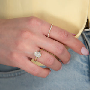 The Eleanor Set With A 2.5 Carat Elongated Cushion Moissanite
