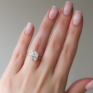 The Eleanor Set With A 2.5 Carat Elongated Cushion Moissanite