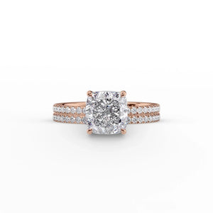 The Pave Eleanor Set With A 1.5 Carat Cushion Moissanite