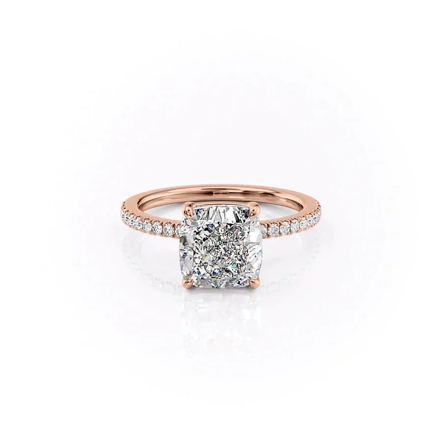 The Pave Eleanor Set With A 4.5 Carat Cushion Moissanite