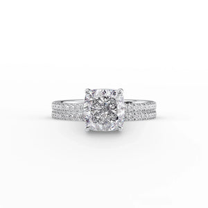 The Pave Eleanor Set With A 1.5 Carat Cushion Moissanite