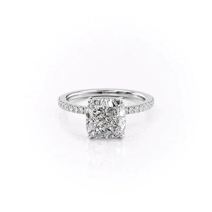 The Pave Eleanor Set With A 2.5 Carat Cushion Moissanite