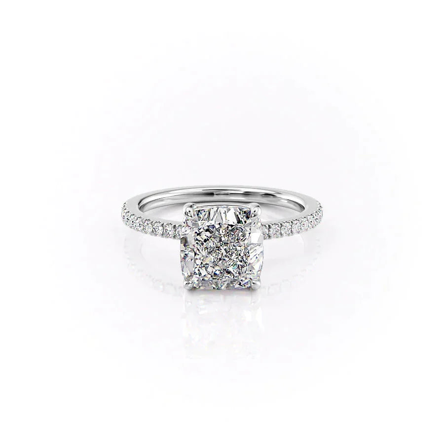 The Pave Eleanor Set With A Cushion Moissanite