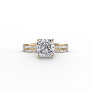 The Pave Eleanor Set With A 3 Carat Cushion Lab Diamond