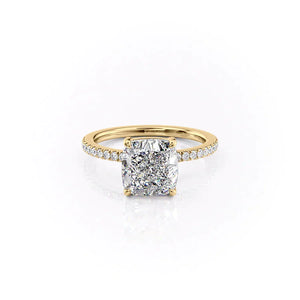 The Pave Eleanor Set With A 4.5 Carat Cushion Moissanite