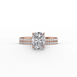 The Pave Eleanor Set With A 1.5 Carat Elongated Cushion Lab Diamond