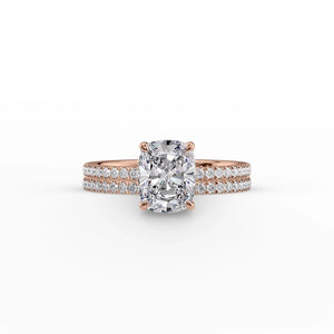 The Pave Eleanor Set With A 2 Carat Elongated Cushion Lab Diamond