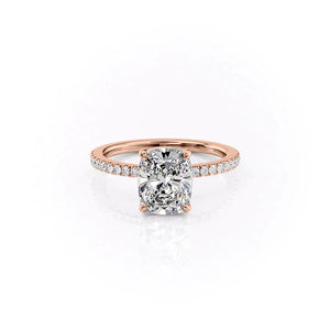 The Pave Eleanor Set With A 4.5 Carat Elongated Cushion Moissanite