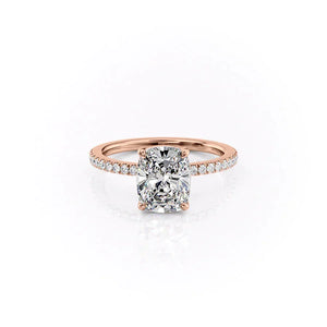 The Pave Eleanor Set With A Elongated Cushion Moissanite