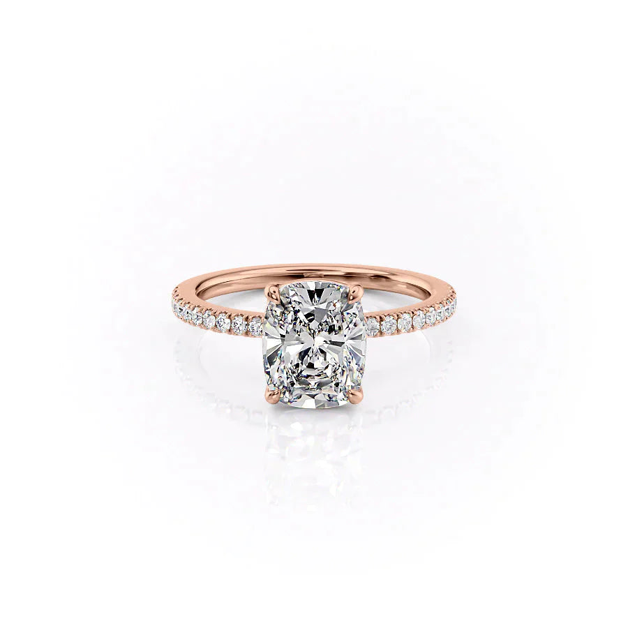 The Pave Eleanor Set With A 3 Carat Elongated Cushion Lab Diamond