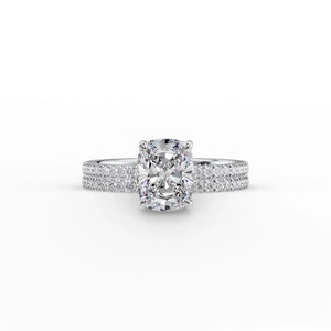 The Pave Eleanor Set With A 3.5 Carat Elongated Cushion Moissanite