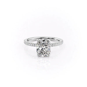 The Pave Eleanor Set With A 2 Carat Elongated Cushion Lab Diamond