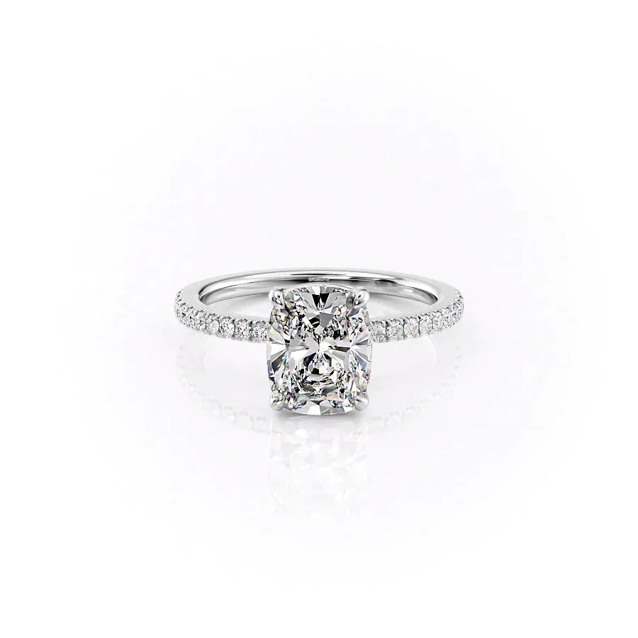 The Pave Eleanor Set With A Elongated Cushion Moissanite